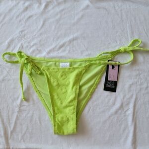 Textured Daisy Side Tie String Bikini Bottom Low Rise Cheeky | Wild Fable
